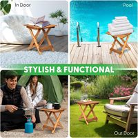 Petite table d'appoint pliante extérieure portable avec dessus en bois pour patio, plage ou salon-Mobilier d'extérieur de plage à usage général