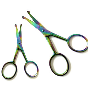 Ciseaux faciaux à impression laser avec logo et étiquette personnalisés Ciseaux de toilettage pour salon de coiffure professionnel Ciseaux d'épilation du visage du nez et des sourcils - Product Image 2