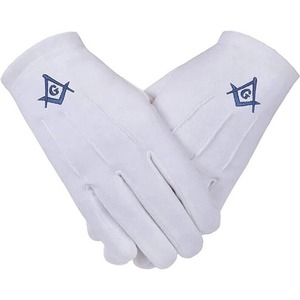 Gants maçonniques brodés d'église en coton blanc respirant et confortable pour l'extérieur Vente en gros de taille personnalisée - Product Image 3