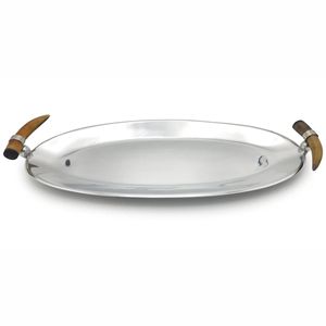 Luxury Oval Silver Serving <b>Tray</b> with <b>Black</b> Marble Resin Handles Decorative Stainless Steel Metal Platter for Hotel Wedding &Home - Product Image 4