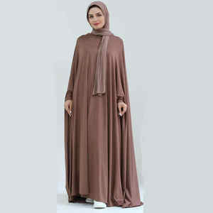 Haute qualité Thobe / Thawb 2025 nouveau musulman dubaï vêtements islamiques EID femmes 2 pièces Nida Robe Khimar Jilbabs et Robe musulmane - Product Image 1