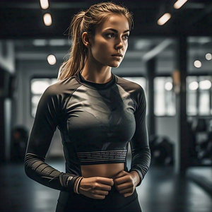 Capa base de compresión Rash Guard Mujeres Camisetas atléticas impresas personalizadas Señoras Swim Beach Wear Camisas de compresión Mujeres - Product Image 6