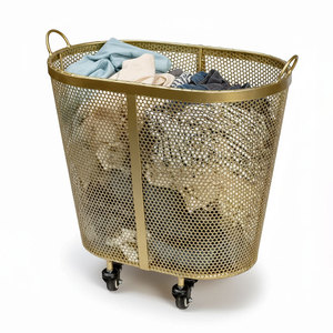 KPT68020 Organizador de Ropa Portátil de Dos Niveles, Cesto de Lavandería de Hierro con Recubrimiento en Polvo para Baño, Tipo Vertical para Uso en Limpieza - Product Image 1