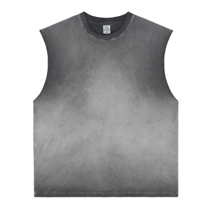 OEM Logo personnalisé Marque de mode T-shirt ample sans manches American High Street Vintage Débardeur de sport en coton délavé pour hommes - Product Image 5