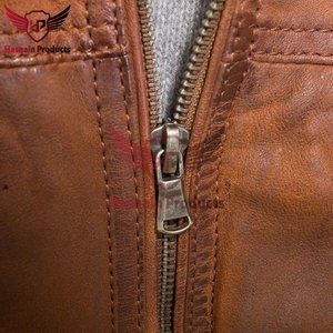 Chaqueta de Cuero Genuino Vintage para Hombre, Estilo Cafe Racer, Marrón, para Motociclista, de Piel Vacuna, Desgastada, Casual, Personalizada, OEM, ODM, Venta al Por Mayor - Product Image 4