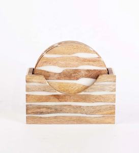 Posavasos de madera y resina de diseño Popular, Juego de 4 piezas de forma redonda pulida brillante, venta superior hecha a mano - Product Image 2