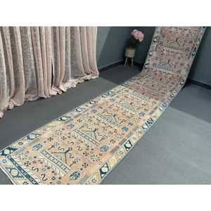 Alfombra de 3x16.1 pies, Alfombra Turca Vintage, Alfombra de Lana Azul - Product Image 2