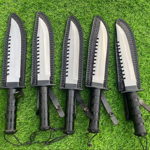 High Quality 15-Inch Premium Carbon Steel Knife with Unique Brown and Black <b>Leather</b> Cover Unique Handle - Product Image 1