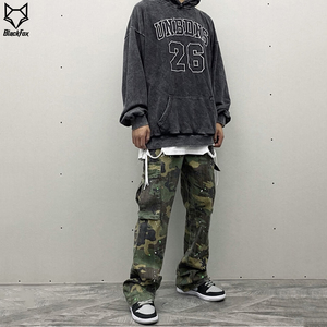 Conjunto de pantalones de chándal informales y Sudadera con capucha de algodón ligero para hombre, ropa de calle holgada, chándal de moda Hip Hop para correr - Product Image 4