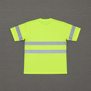 Camisetas de Trabajo de Alta Visibilidad 100% Poliéster OEM/ODM, Color Negro, con Logotipo Personalizado Serigrafiado y Cinta Reflectante para Hombre - Product Image 4