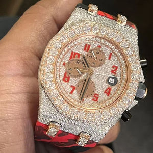 VVS Moissanite Diamond <b>Watch</b> for Men Customized Bezel Iced Bust Design Antique Stainless Steel Case Quartz Movement 925 Silver - Product Image 1