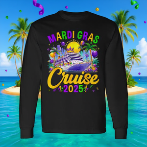 เสื้อยืดแขนยาวสำหรับงานมาร์ดิกราส์ครูซ 2025 เหมาะสำหรับกิจกรรมครอบครัว - Product Image 3