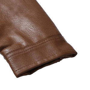 Servicio OEM de alta calidad, moda personalizada, cuello de hombre, chaquetas de cuero genuino de Color sólido marrón para hombre - Product Image 4