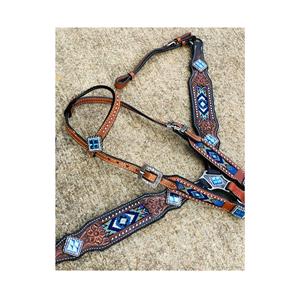 Ensemble de clous en cuir Western fabriqués à la main bride décorative et collier de poitrine pour chevaux et cavaliers de performance à vendre - Product Image 1