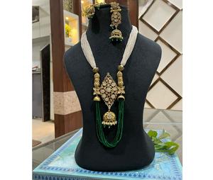 Ensemble collier et boucles d'oreilles en moissanite plaqué or de qualité supérieure classique pour les occasions de mariage et de cadeaux pour femmes - Product Image 1