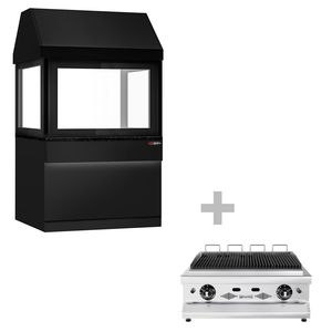Grill à gaz commercial TORONTO - 10,4 kW - 1100 mm - 900 mm de profondeur - 4 grilles de cuisson - Grilles en fonte - Façade noire - Product Image 1