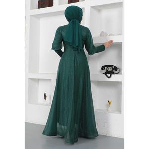 ชุดราตรีซิปประดับกลิตเตอร์ คอสูง ไซส์ XL ยาวลากพื้น สไตล์โรแมนติกสำหรับงานทางการ พร้อมชายกระโปรงยาว - Product Image 5