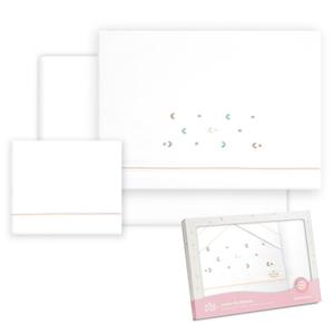 Juego de 3 Piezas de Ropa de Cama para Cuna 100% Algodón, Técnica Tejida - Modelo Estrella-Luna - Product Image 1