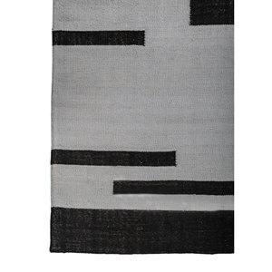 Alfombra de Lana Tejida Plana Indusbar Dwrm-180 Gris Negro, Diseño Geométrico Abstracto Rectangular a Rayas para el Hogar, Alfombra de Yute para Habitación - Product Image 4