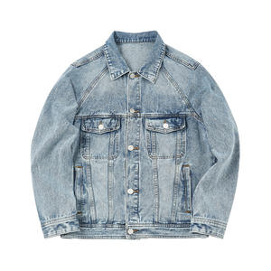 Nouvelle arrivée veste en jean délavé personnalisée grande taille avec poches matelassées décorations XL Veste en jean remplie de coton pour hommes - Product Image 1
