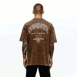 T-shirt lavé à l'acide de style Streetwear pour hommes de haute qualité 300 GSM avec conception sérigraphiée personnalisée - Product Image 2