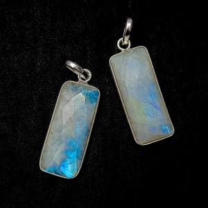 Colgante de Plata de Ley 925 ovalado facetado, piedra lunar arcoíris, piedra lunar Natural, colgante de plata chapada en oro del fabricante - Product Image 3