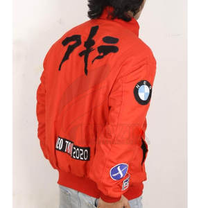 Blouson aviateur en satin pour hommes avec patchs élégants brodés Blouson aviateur en satin tendance avec écussons personnalisés - Product Image 3