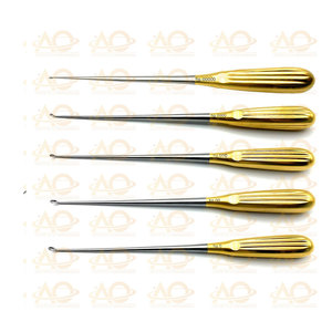 Spratt Brun 26 cm Fig. 0-00000 Paquete de curetas de hueso Juego de 5 curetas curvas de metal de acero inoxidable manual - Product Image 3