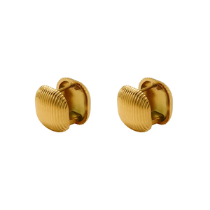 Pendientes ovalados de acero inoxidable de oro PVD de 18 quilates, diseño Simple exquisito para mujer, Pendientes colgantes de alta moda - Product Image 1