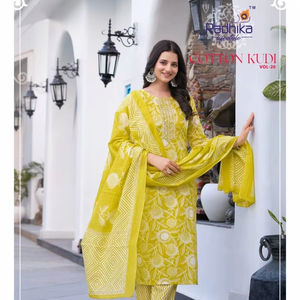 Pantalon Kurti en coton de qualité supérieure avec la collection Dupatta, vêtements indiens et pakistanais décontractés à des prix réduits, vente en gros - Product Image 1