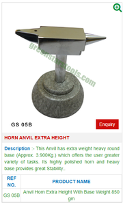 Yunque de cuerno de altura extra grande con base redonda pesada de 850 g, herramientas para hacer joyas, herramientas manuales de orfebrería | N.º de artículo: GS-05B - Product Image 2