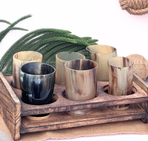 Glasses with Solid Wood Stand Set of 6Couples Gift, Christmas Gifts - Product Image 1