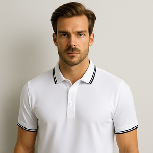 Camisetas Polo de Manga Corta para Hombre con Logotipo Personalizado y Contraste de Color - Product Image 1