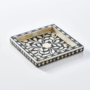 Plateau de service en incrustation d'os rectangulaire fait à la main luxueux accessoire de maison en perles de taille personnalisée pour le service alimentaire polyvalent - Product Image 2