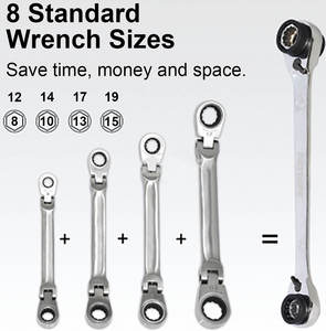 Llave de Trinquete Reversible 8 en 1 de 90T Cr-MO, Métrica, Doble Extremo, OEM/ODM Disponible - Product Image 6