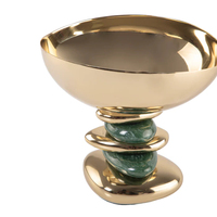 Bol décoratif en métal fait main moderne, base en galets dorés, personnalisable pour centre de table, décoration de maison de luxe, article cadeau