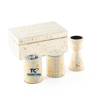 Ensemble de porte-bougie en nacre Mabkhar Bakhor en gros dans un coffret cadeau gris pour le Ramadan Eid Décoration de la maison Acheteurs du Moyen-Orient - Product Image 2