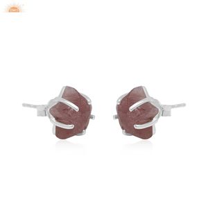 Piedra preciosa de cuarzo fresa hermosa forma de estrella diseñador hecho a mano niñas todos los días pendientes fabricante de joyería personalizada - Product Image 2