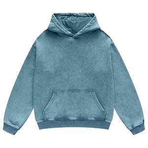 Breathable <b>Grey</b> Printed Kangaroo Pockets Loose Fit Acid Wash <b>Hoodie</b> Pullover Unisex Streetwear 100% Cotton Vintage Hoodies - Product Image 5