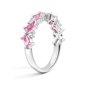 Anillo de Eternidad SHREYA DIAM en Oro Rosa y Plata 925 con Corte Esmeralda, Zafiro Rosa y Diamantes, Anillo Romántico para Mujer - Product Image 6