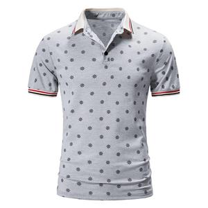 Popular 100% Cotton O-Neck Polo Shirt Short Sleeve Golf Tshirt in Formal Style <b>Knitted</b> Terry Fabric With Print <b>Pattern</b> - Product Image 3