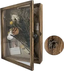 New Arrival Shadow Box with Lock Wall Art Photo Pictures Wooden Shadow Box Frame Wholesale