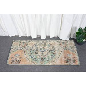 Tapis en Laine Turc Orange Vert Vintage de 16x38ft à Tissage Plat Design Patchwork pour Décoration de Salon de 4m de Largeur avec Support en Latex - Product Image 1