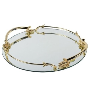 Vaisselle Décoration De Table Plateau De Service Arrondi Cuisine Traiteur Utilisé Petit Déjeuner Serveur De Nourriture Plateau En Verre - Product Image 1