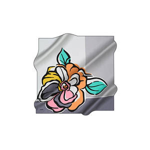 Grey Floral Square <b>Scarf</b> Custom Polyester Design - Product Image 1