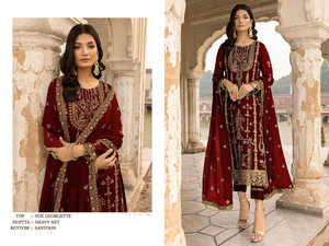 Georgette lourde avec broderie costume de style pakistanais pour la vente en ligne - Product Image 2