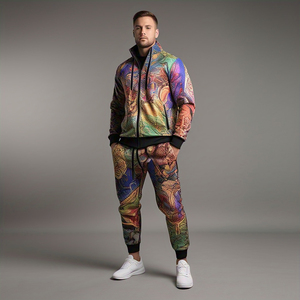 Chándal digital por sublimación OEM para hombre, ropa deportiva para correr, chaqueta con cremallera y pantalones de chándal para hombre, chándal con estampado personalizado para hombre - Product Image 1