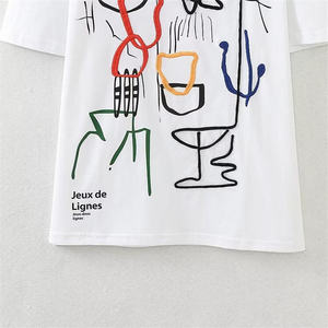 Camiseta personalizada para mujer, camiseta negra sólida estampada para mujer, camisetas de manga corta transpirables de algodón en blanco para mujer - Product Image 3