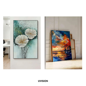 Affiche d'art imprimée encadrée, motif floral texturé blanc, abstrait original, 60x90cm, impression numérique sur toile, fabriqué au Vietnam - Product Image 4