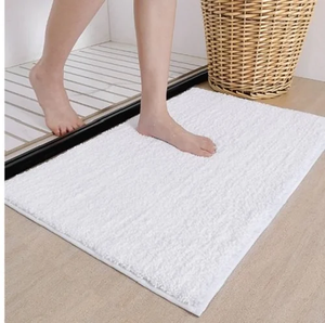 Indian Exporter of White Pure Cotton Bath <b>Mat</b> <b>For</b> Home <b>Bathroom</b> Floor Use With Soft Plush Comfort At Factory Direct Price - Product Image 3